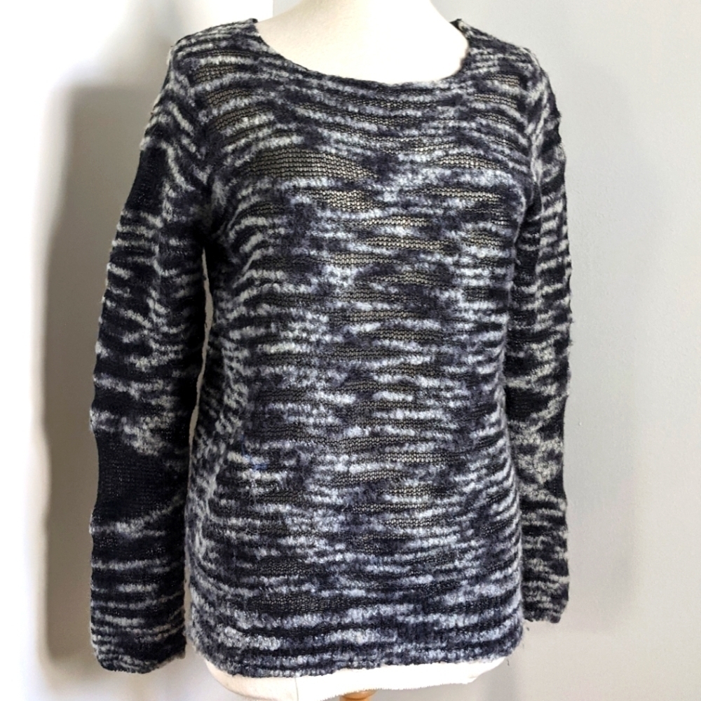DIVIDED H&M Funky Fuzzy and Mesh Black Sweater L